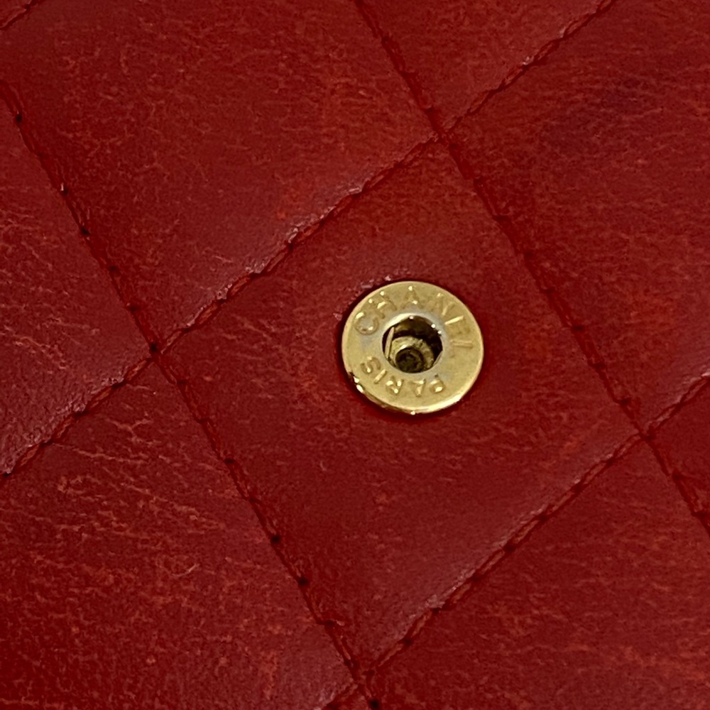 CHANEL Wallet Red Quilted Mini Bifold Leather - Picture 7 of 10